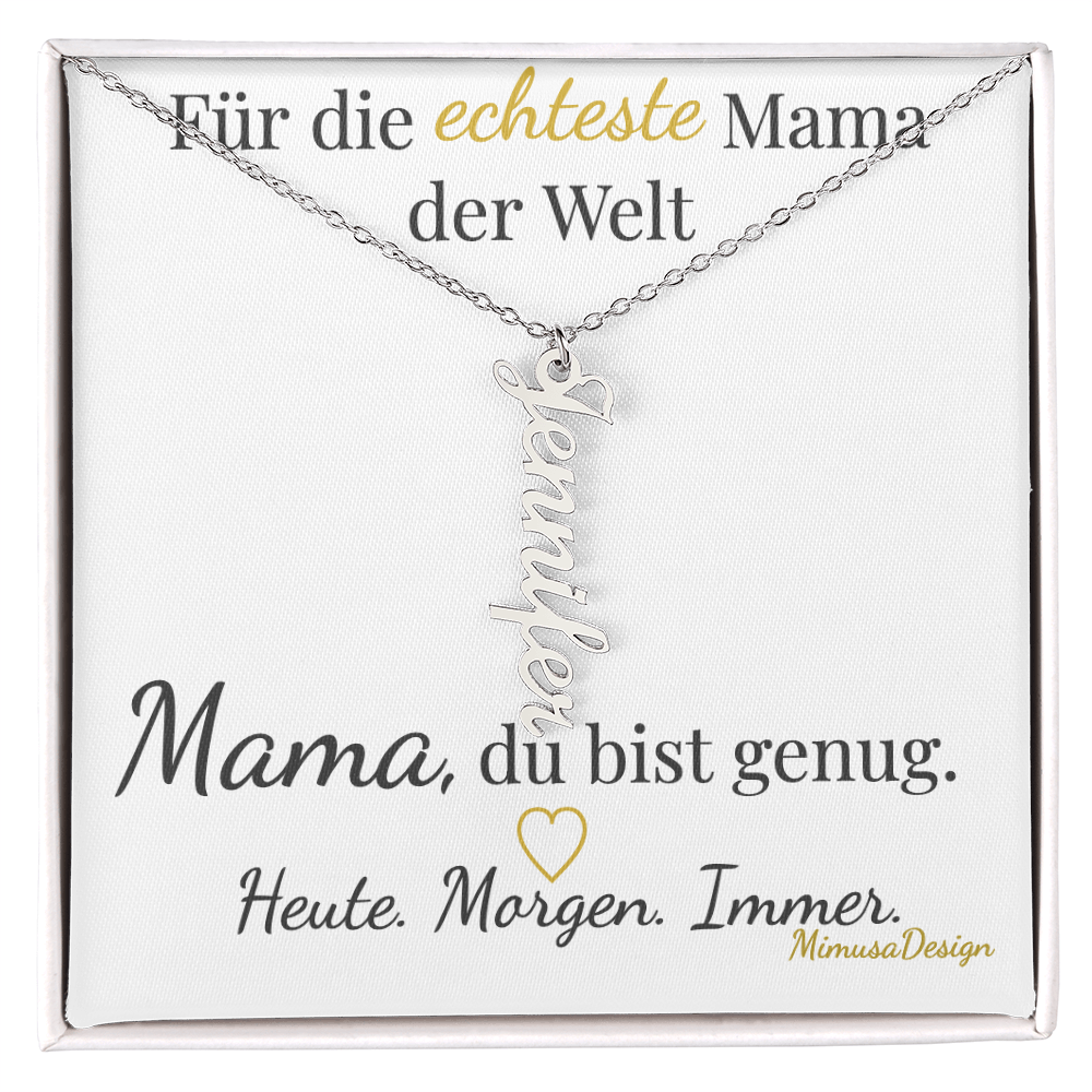 Personalisierte Mama Kette mit Namensanhängern | Geschenk für Mütter mit mehreren Kindern | „Die echteste Mama der Welt“ – emotionale Muttertagskette