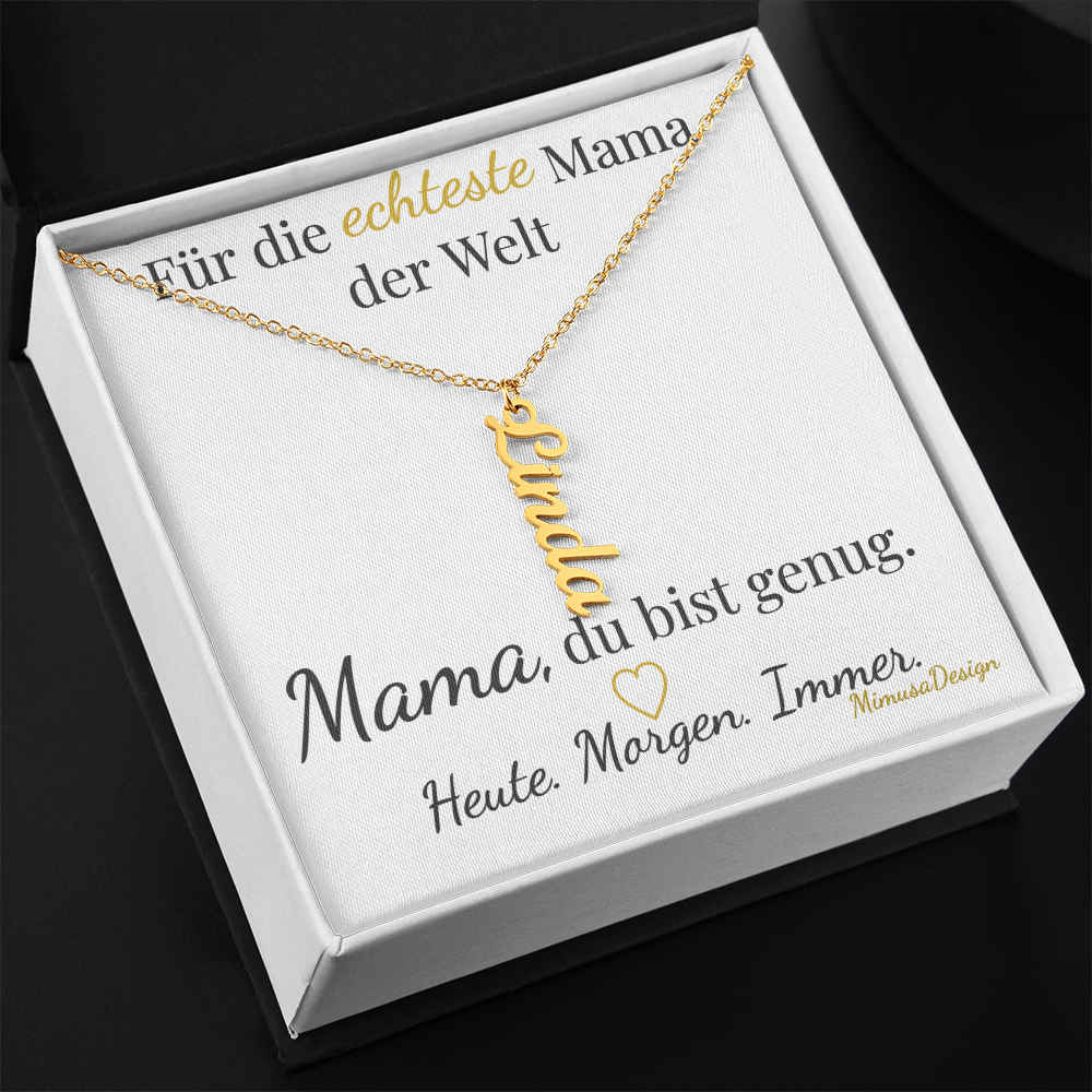 Personalisierte Mama Kette mit Namensanhängern | Geschenk für Mütter mit mehreren Kindern | „Die echteste Mama der Welt“ – emotionale Muttertagskette