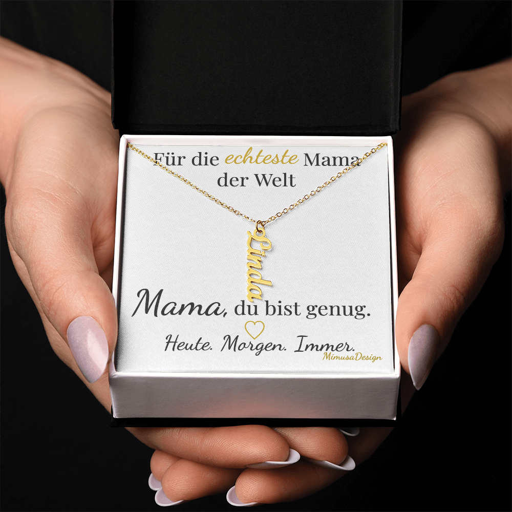 Personalisierte Mama Kette mit Namensanhängern | Geschenk für Mütter mit mehreren Kindern | „Die echteste Mama der Welt“ – emotionale Muttertagskette