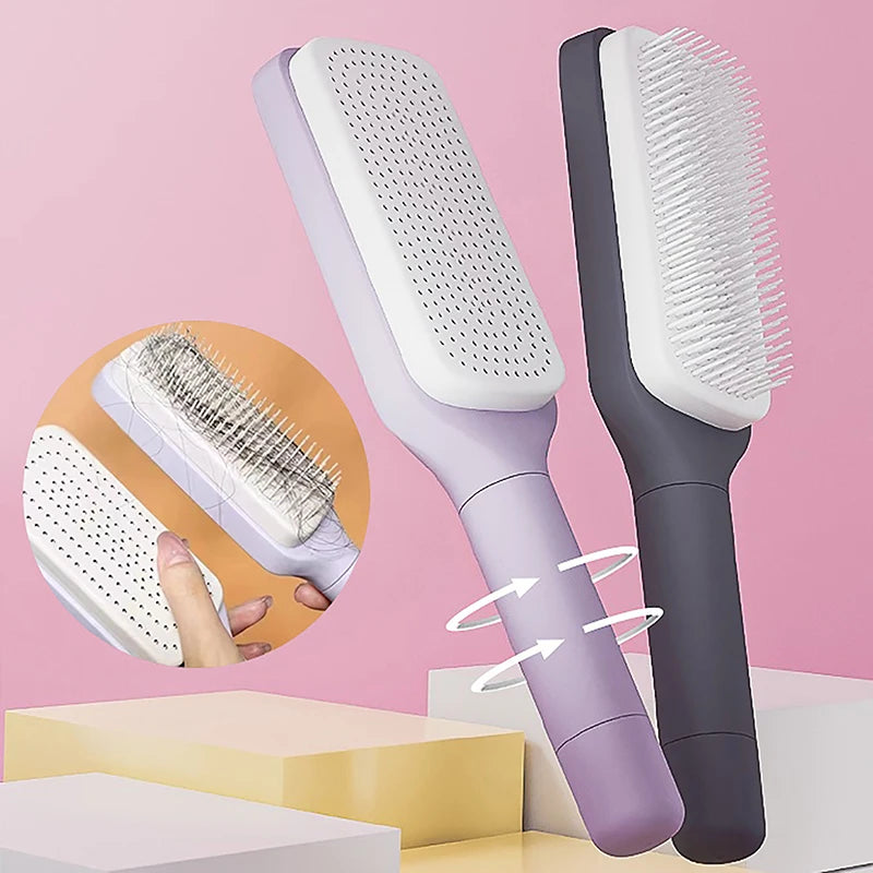 PureBrush™ Selbstreinigende Haarbürste für gesunde Haare - Mit 1-Klick-Reinigung für alle Haartypen