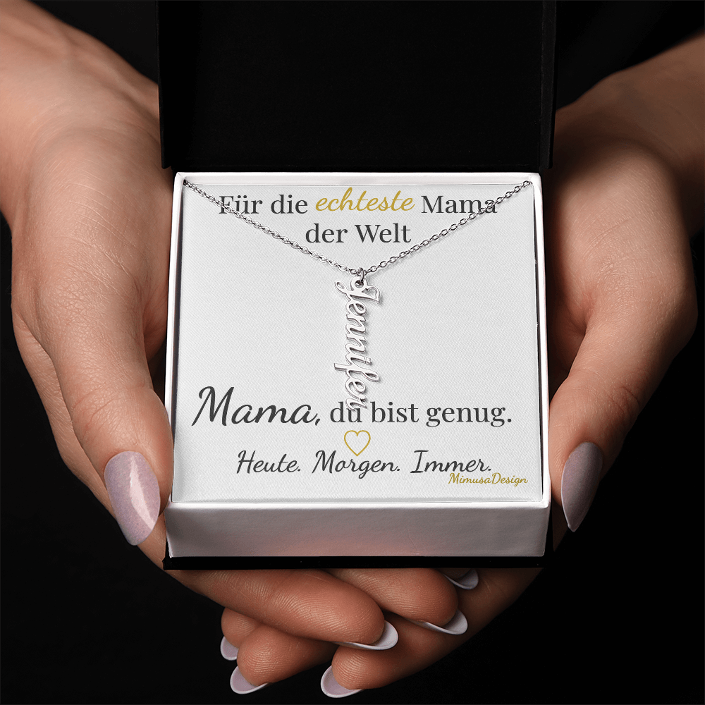 Personalisierte Mama Kette mit Namensanhängern | Geschenk für Mütter mit mehreren Kindern | „Die echteste Mama der Welt“ – emotionale Muttertagskette