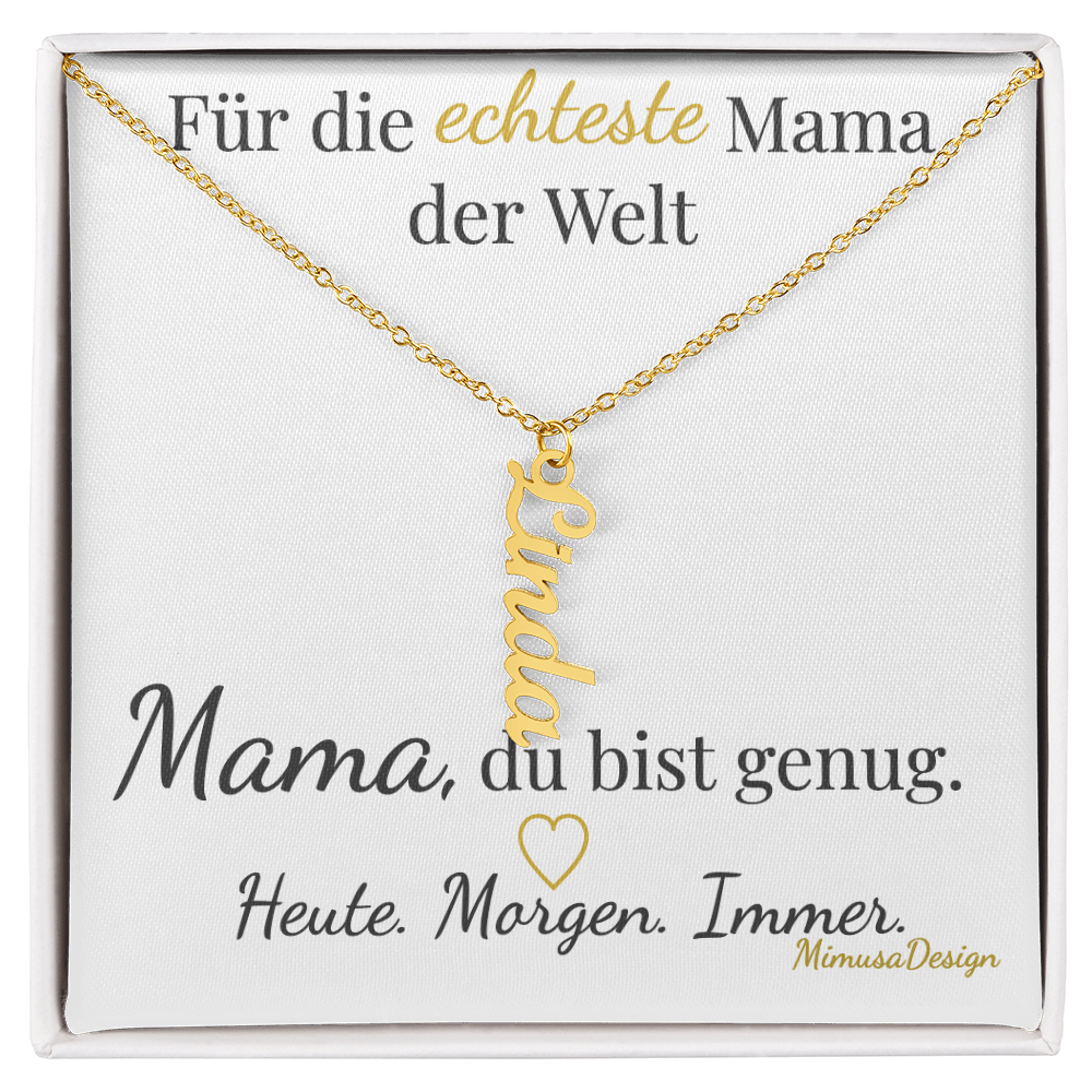 Personalisierte Mama Kette mit Namensanhängern | Geschenk für Mütter mit mehreren Kindern | „Die echteste Mama der Welt“ – emotionale Muttertagskette