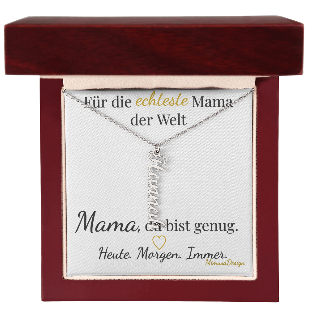 Personalisierte Mama Kette mit Namensanhängern | Geschenk für Mütter mit mehreren Kindern | „Die echteste Mama der Welt“ – emotionale Muttertagskette