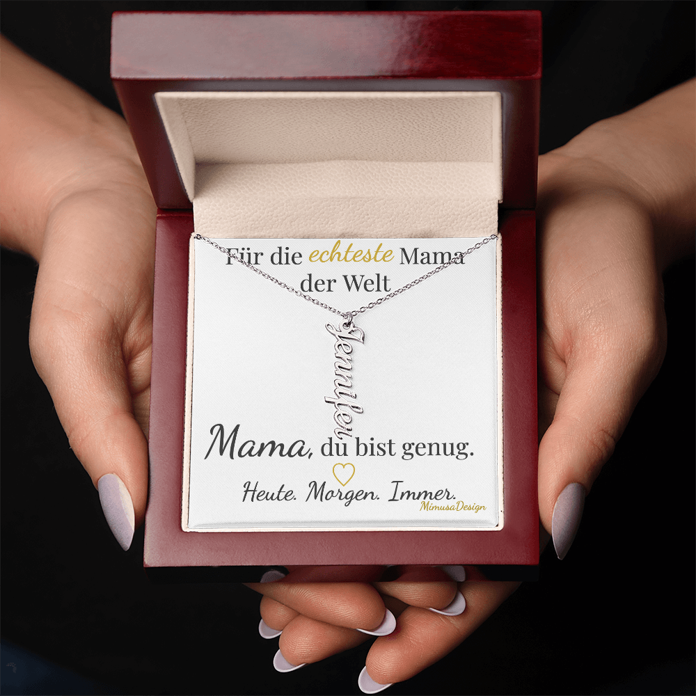 Personalisierte Mama Kette mit Namensanhängern | Geschenk für Mütter mit mehreren Kindern | „Die echteste Mama der Welt“ – emotionale Muttertagskette