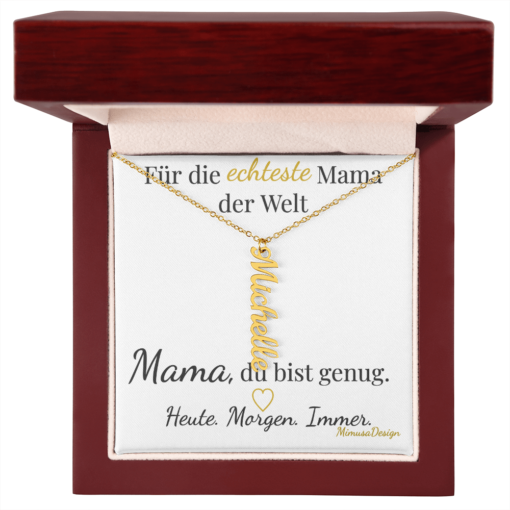 Personalisierte Mama Kette mit Namensanhängern | Geschenk für Mütter mit mehreren Kindern | „Die echteste Mama der Welt“ – emotionale Muttertagskette